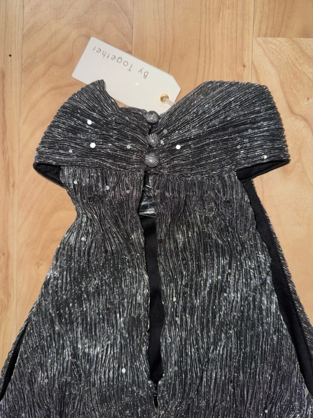 By Together Charcoal Sparkle Halter Jumpsuit - Picture 5 of 6